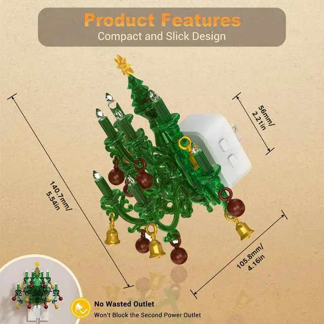 Alt view image 5 of 7 - Night Lights Plug into Wall, 2 Pack Christmas RGB Pendant Night Light with Flame Effect,10 Color Changing Nightlight with180° Rotatable,Dimmable Plug in Night Light for Home Holiday Decor