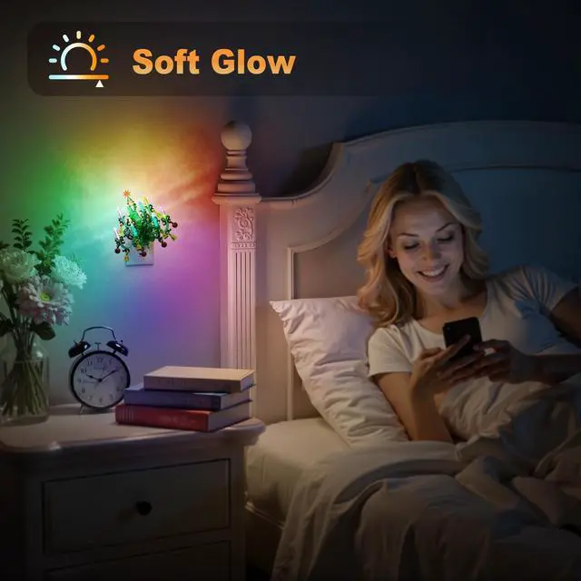 Alt view image 7 of 7 - Night Lights Plug into Wall, 2 Pack Christmas RGB Pendant Night Light with Flame Effect,10 Color Changing Nightlight with180° Rotatable,Dimmable Plug in Night Light for Home Holiday Decor