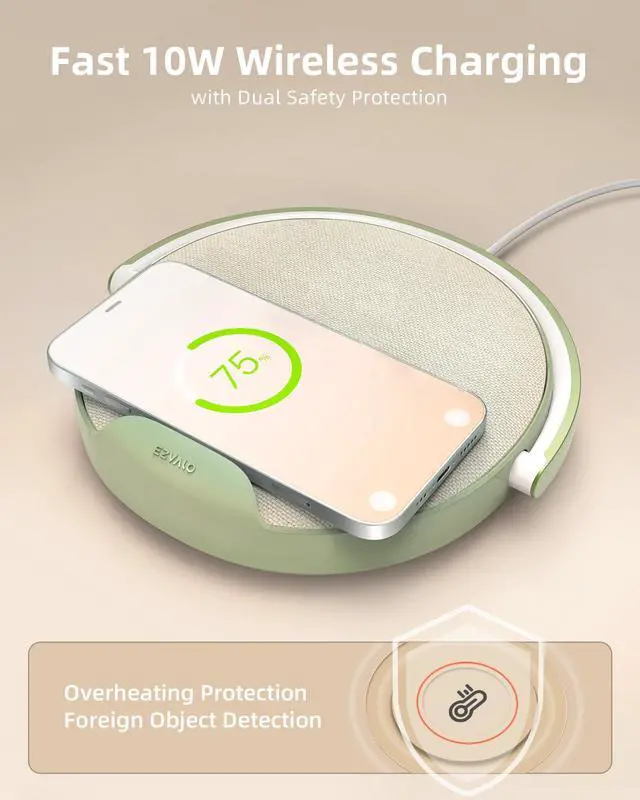 Alt view image 4 of 7 - Gifts for Her, Bedside Lamp with Wireless Charger, 4 in 1 Dimmable LED Night Light, Nightstand Touch Lamp, Portable Bluetooth Speaker, Birthday Gifts for Women, Men, Mom