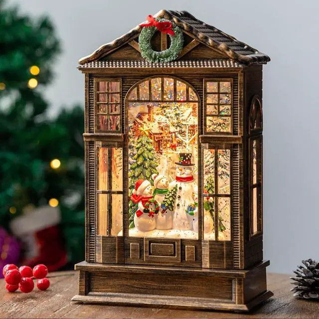 Main image of Christmas Snow Globe Swirling Glittering Snowman Choir Manger Scene, USB Lined/Battery Operated Lighted Water Lantern for Christmas Festival Decoration Gifts