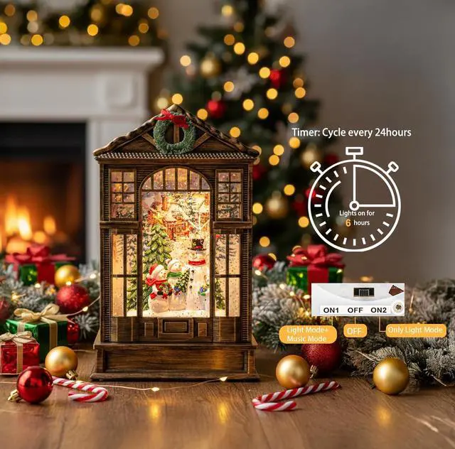 Alt view image 3 of 7 - Christmas Snow Globe Swirling Glittering Snowman Choir Manger Scene, USB Lined/Battery Operated Lighted Water Lantern for Christmas Festival Decoration Gifts