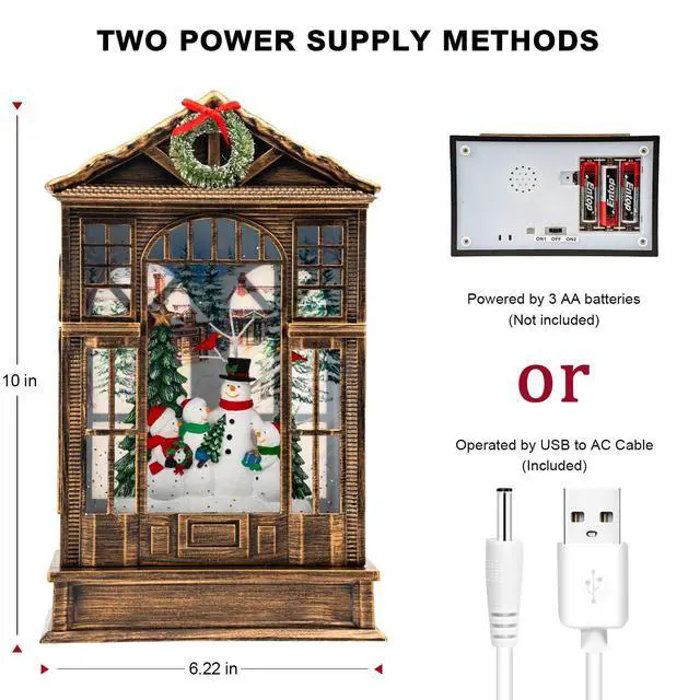 Alt view image 5 of 7 - Christmas Snow Globe Swirling Glittering Snowman Choir Manger Scene, USB Lined/Battery Operated Lighted Water Lantern for Christmas Festival Decoration Gifts