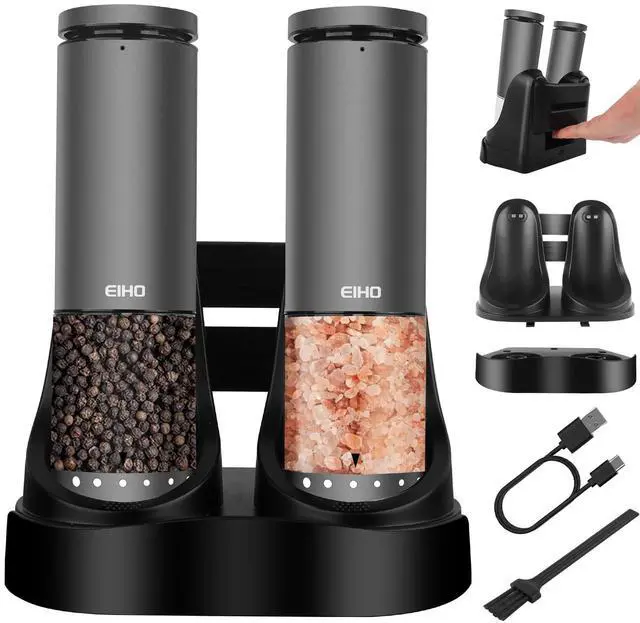 Main image of Electric Salt and Pepper Grinder Set Rechargeable, External Adjustable Coarseness, Automatic Salt & Pepper Shakers Mills, Kitchen Gadgets,Stocking Stuffers Christmas Cooking Gifts for Adults Men Women