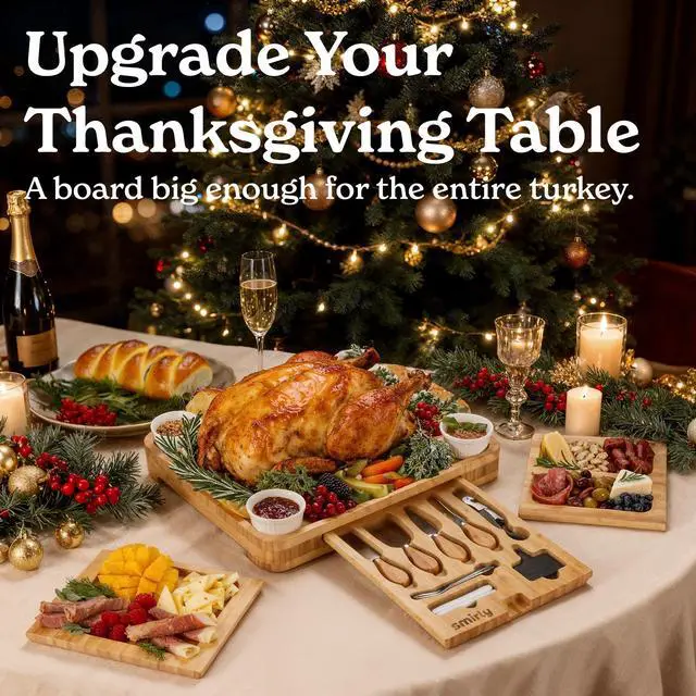 Alt view image 4 of 7 - Charcuterie Boards Set - Large Bamboo Cheese Board Set - House Warming Gifts New Home, Wedding Gift for Couple, Bridal Shower Gift, Birthday Gifts for Women