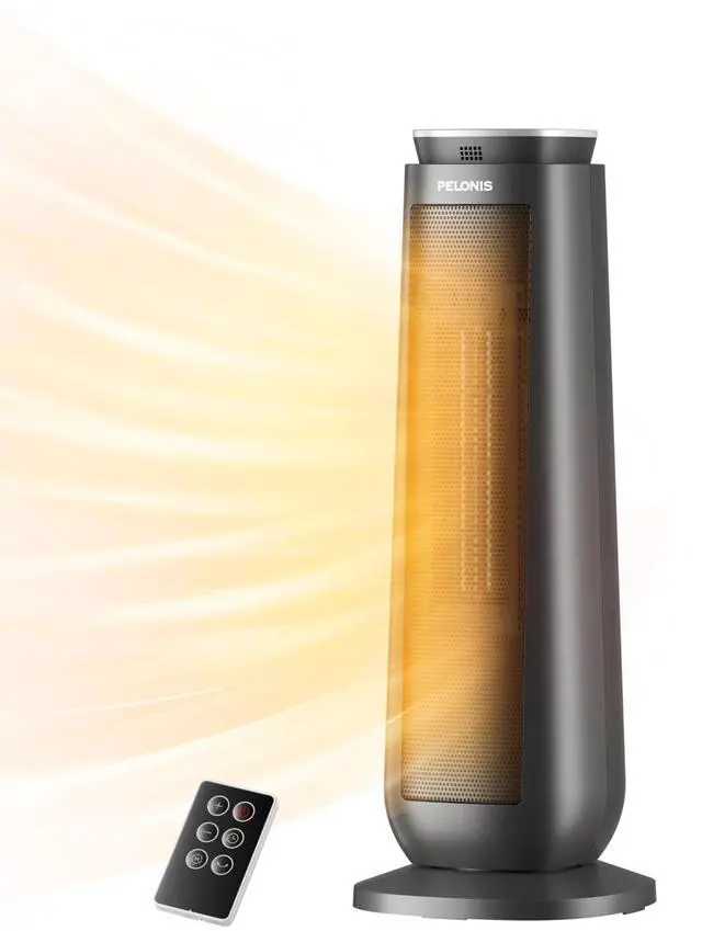 Main image of PTH15A4BGB Ceramic Tower 1500W Indoor Space Heater with Oscillation, Remote Control, Programmable Thermostat & 8H Timer, ECO Mode, Tip-Over Switch & Overheating Protection, Gray