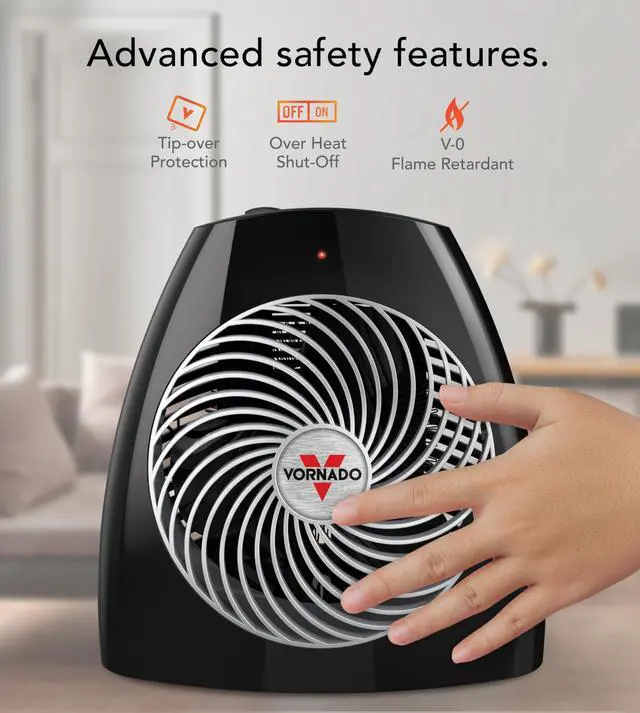 Alt view image 3 of 5 - MVH (2025) Space Heater, 3 Heat Settings, Adjustable Thermostat, Tip-Over Protection, Auto Safety Shut-Off System, Indoor Use, Whole Room Heating, Black