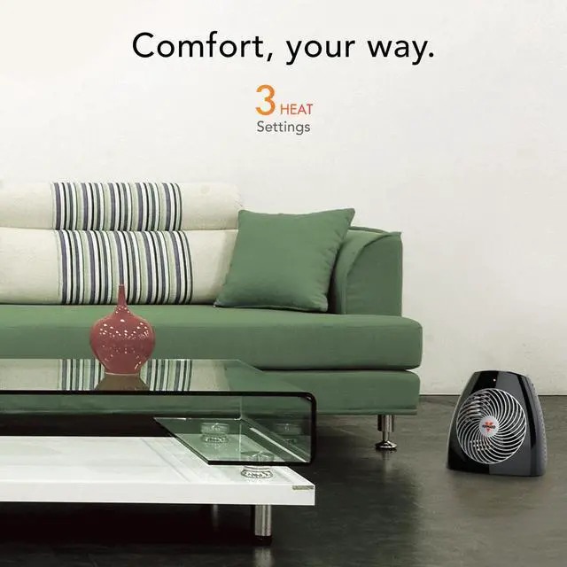 Alt view image 5 of 5 - MVH (2025) Space Heater, 3 Heat Settings, Adjustable Thermostat, Tip-Over Protection, Auto Safety Shut-Off System, Indoor Use, Whole Room Heating, Black