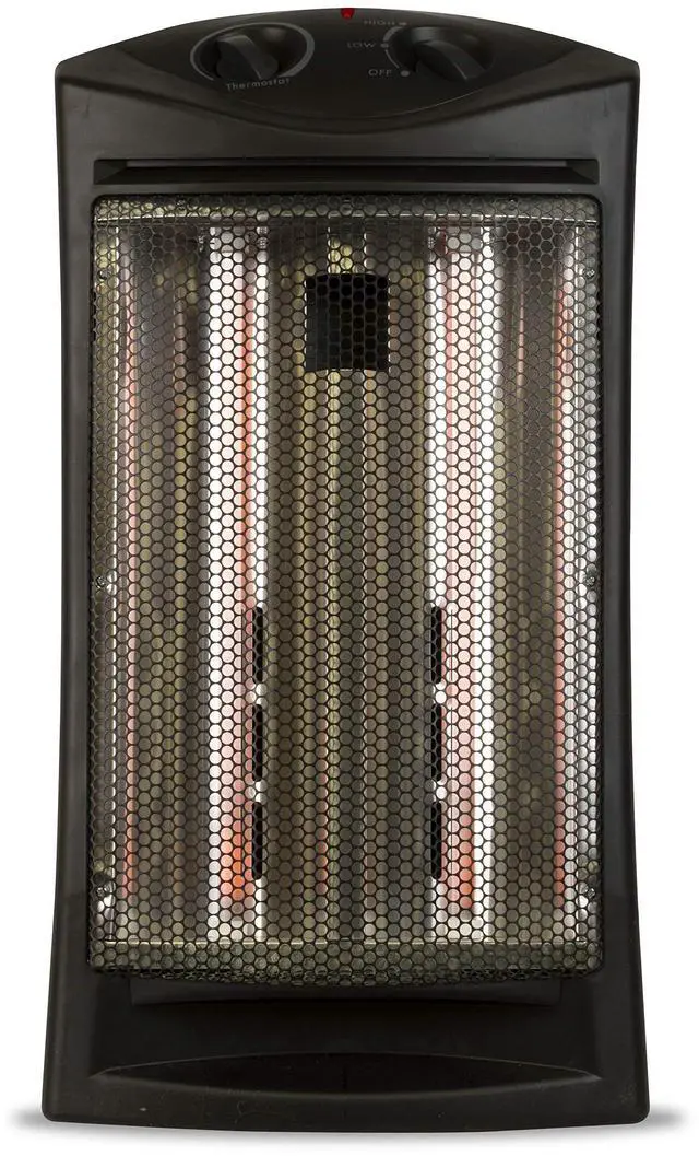 Alt view image 2 of 5 - Infrared Radiant Quartz Tower Heater, 1500W Space Heater with Adjustable Thermostat, Portable Heater with 2 Settings, Personal Heater for Home and Office, BHTI06, Black