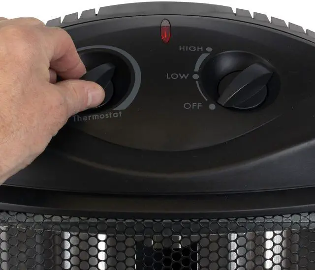 Alt view image 4 of 5 - Infrared Radiant Quartz Tower Heater, 1500W Space Heater with Adjustable Thermostat, Portable Heater with 2 Settings, Personal Heater for Home and Office, BHTI06, Black