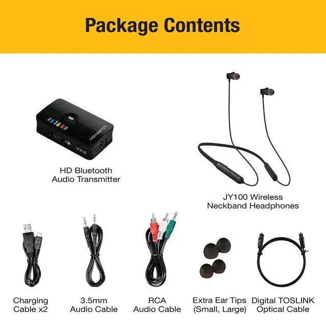 Alt view image 6 of 6 - Wireless Neckband Headphones for TV Watching with Bluetooth 5.3 aptX LL Transmitter No Delay Lightweight High Volume Ideal for Seniors 3.5mm Aux RCA TOSLINK Optical