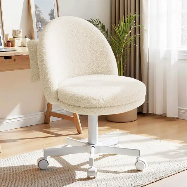 Main image of Velvet Tall Office Chair with Wheels Vanity Chairs with Back, Versatile Height Use: Office to Bar Stools Small Ergonomic Comfy Armlees Computer Desk Chair with Bow Lumbar Pillow for Gift