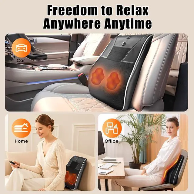 Alt view image 6 of 7 - Shiatsu Neck and Back Massager with Heat,Neck Massager for Pain Relief deep Tissue,3D Kneading Massage Pillow for Back,Shoulder,Leg,Gifts for Mom,Dad,Women (Black)