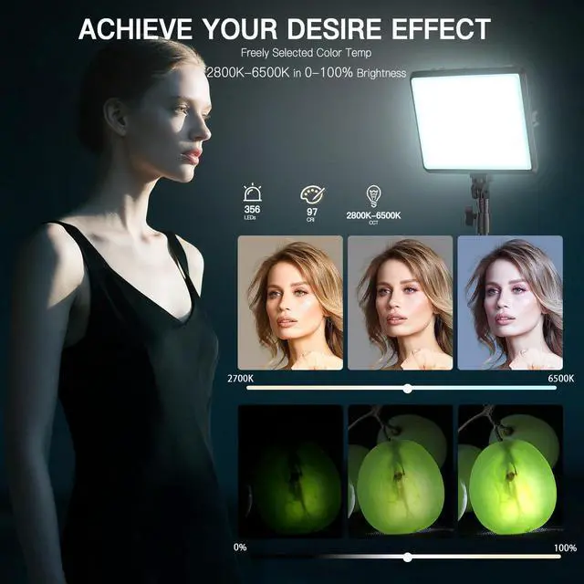 Alt view image 3 of 7 - 2-Pack LED Video Light Kit, Studio Light, 2800-6500K Dimmable Photography Lighting Kit with Tripod Stand&Phone Holder, 73" Stream Light for Video Recording, Game Streaming, YouTube