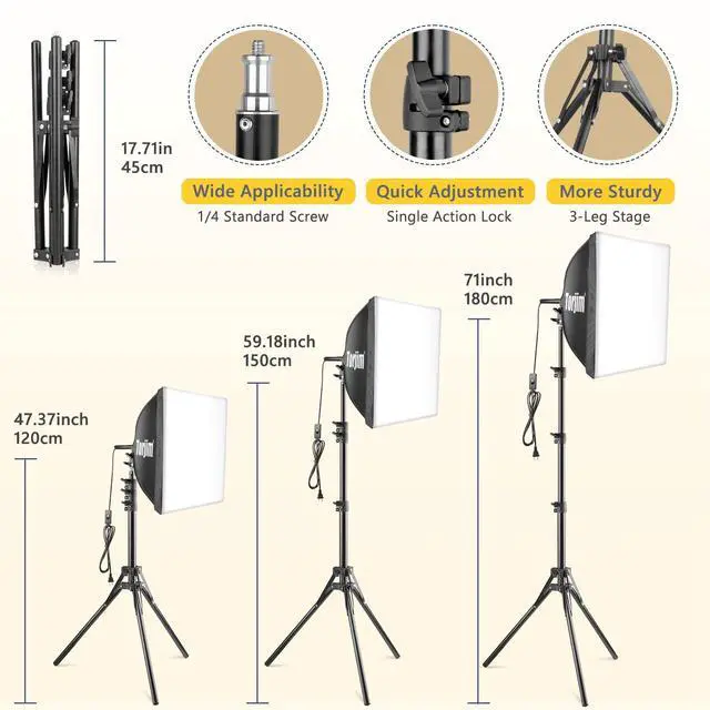 Alt view image 4 of 7 - Softbox Photography Lighting Kit, 16'' x 16'' Professional Softbox Lighting Kit with 85W 3000-7500K LED Bulbs, Studio Lights for Photography/Video Recording/Live Streaming/Portraits Shooting