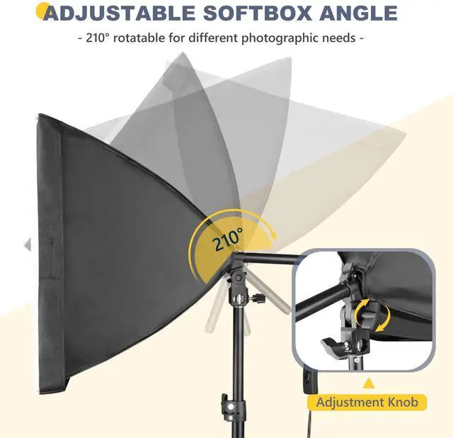 Alt view image 6 of 7 - Softbox Photography Lighting Kit, 16'' x 16'' Professional Softbox Lighting Kit with 85W 3000-7500K LED Bulbs, Studio Lights for Photography/Video Recording/Live Streaming/Portraits Shooting