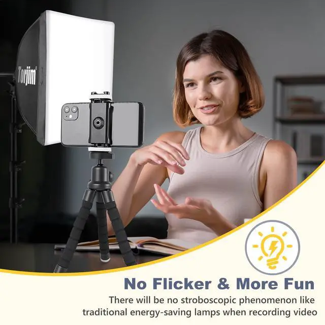 Alt view image 5 of 7 - Softbox Photography Lighting Kit, 16'' x 16'' Professional Softbox Lighting Kit with 85W 3000-7500K LED Bulbs, Studio Lights for Photography/Video Recording/Live Streaming/Portraits Shooting