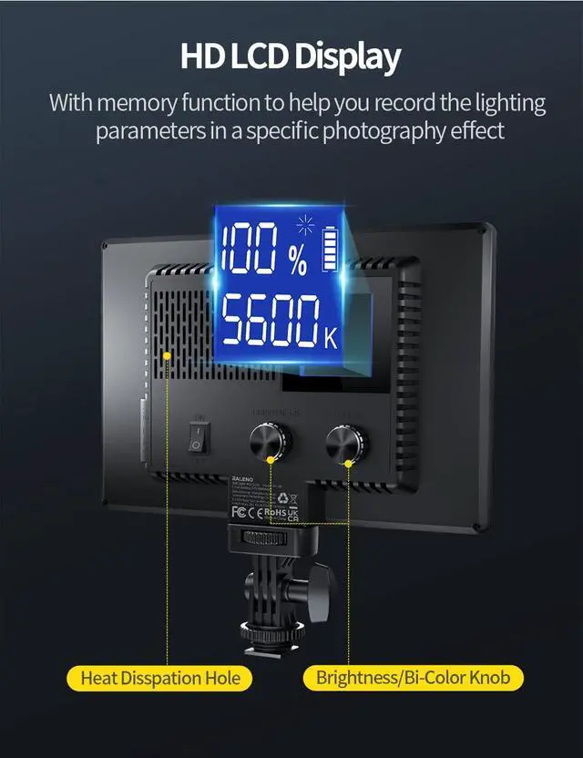 Alt view image 5 of 7 - LED Video Light Panel, Camera Light for Video Conference Recording with 4000mAh Battery Type-C USB Ports, CRI>95 3200K-5600K Photo Lights for Outdoor Photography Live Streaming Zoom Call