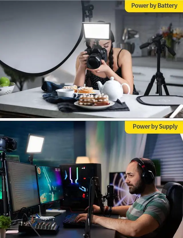 Alt view image 6 of 7 - LED Video Light Panel, Camera Light for Video Conference Recording with 4000mAh Battery Type-C USB Ports, CRI>95 3200K-5600K Photo Lights for Outdoor Photography Live Streaming Zoom Call