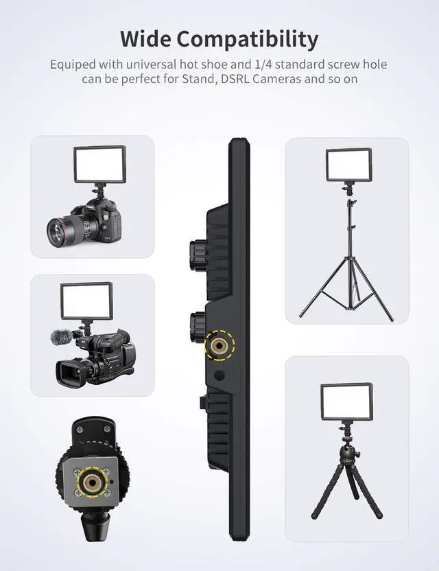 Alt view image 7 of 7 - LED Video Light Panel, Camera Light for Video Conference Recording with 4000mAh Battery Type-C USB Ports, CRI>95 3200K-5600K Photo Lights for Outdoor Photography Live Streaming Zoom Call