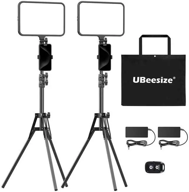 Main image of 2 Pack LED Video Light Kit, Photography Lighting, 13" Studio Lights with 65" Tripod Stand and Phone Holders, Podcast Lighting for Video Recording,Tiktok,YouTube