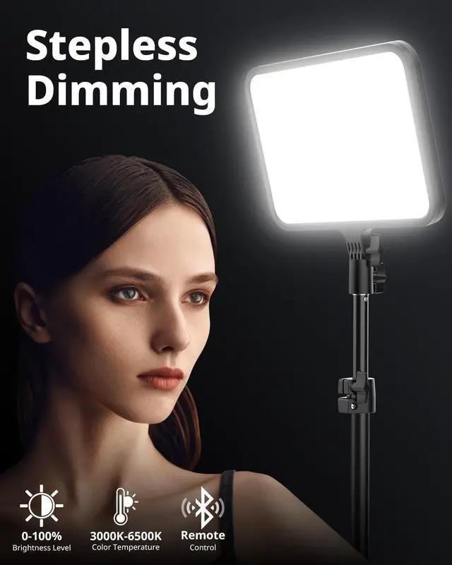 Alt view image 3 of 6 - 2 Pack LED Video Light Kit, Photography Lighting, 13" Studio Lights with 65" Tripod Stand and Phone Holders, Podcast Lighting for Video Recording,Tiktok,YouTube