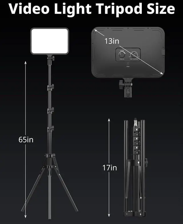 Alt view image 5 of 6 - 2 Pack LED Video Light Kit, Photography Lighting, 13" Studio Lights with 65" Tripod Stand and Phone Holders, Podcast Lighting for Video Recording,Tiktok,YouTube