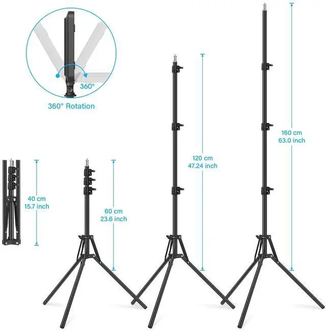 Alt view image 5 of 7 - 2 Pack LED Video Light with 63'' Tripod Stand, 2500-8500K Dimmable Photography Studio Lighting for Video Film Recording/Collection Portrait/Live Game Streaming/YouTube Podcast, USB Charger