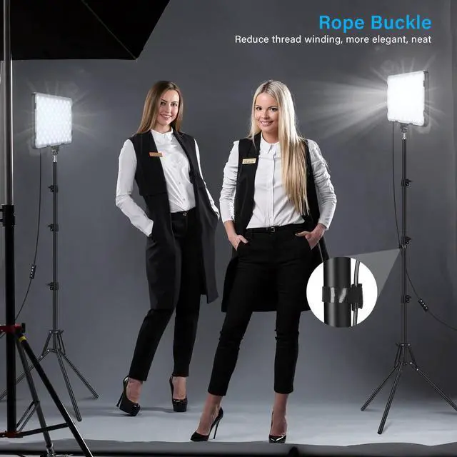 Alt view image 6 of 7 - 2 Pack LED Video Light with 63'' Tripod Stand, 2500-8500K Dimmable Photography Studio Lighting for Video Film Recording/Collection Portrait/Live Game Streaming/YouTube Podcast, USB Charger