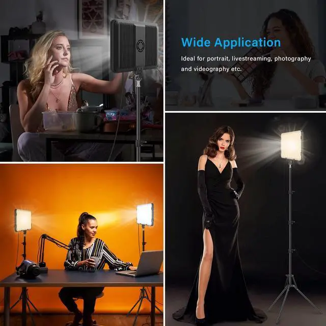 Alt view image 7 of 7 - 2 Pack LED Video Light with 63'' Tripod Stand, 2500-8500K Dimmable Photography Studio Lighting for Video Film Recording/Collection Portrait/Live Game Streaming/YouTube Podcast, USB Charger