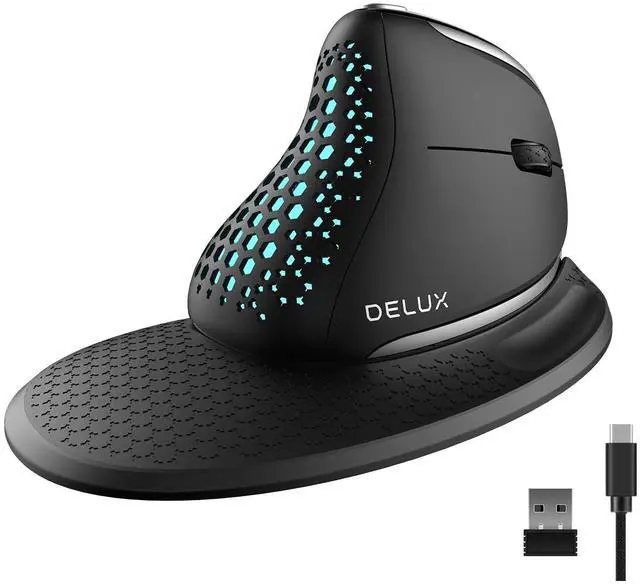 Main image of Seeker Wireless Ergonomic Vertical Mouse with OLED Screen, BT and USB Receiver, Connect with Up to 4 Devices, Thumb Wheel, 4000DPI, Programmable Rechargeable Silent Mouse(M618XSD-Black)