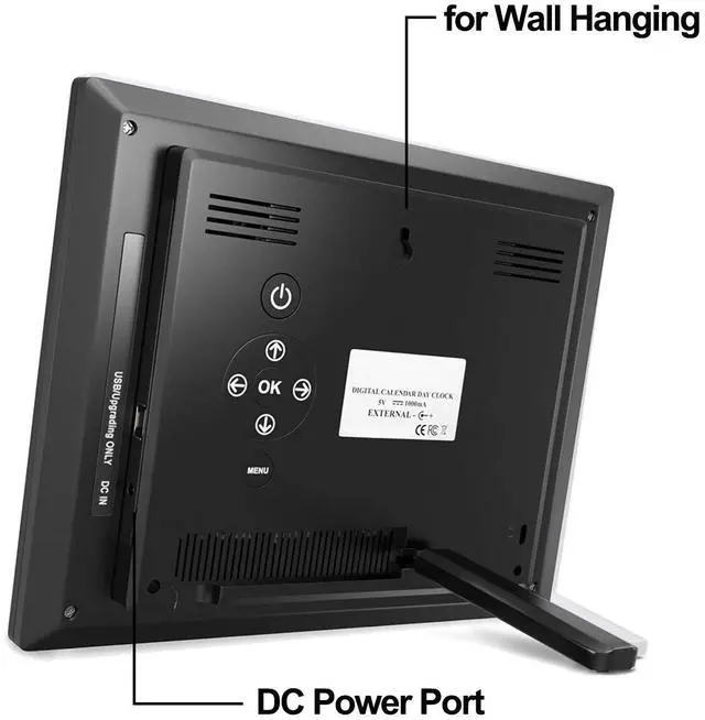 Alt view image 3 of 5 - New 2024 Digital Calendar Alarm Day Clock - with 8" Large Screen Display, am pm, Multiple Alarms, for Impaired Vision People, The Aged Seniors, The Dementia, for Desk, Wall Mounted, Black