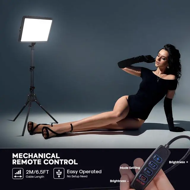 Alt view image 2 of 5 - 2-Pack Photography Lighting Kit,  25W LED Video Light Kit, 2900-7000K Dimmable Studio Light with Tripod Stand, 73" Stream Light for Video Recording