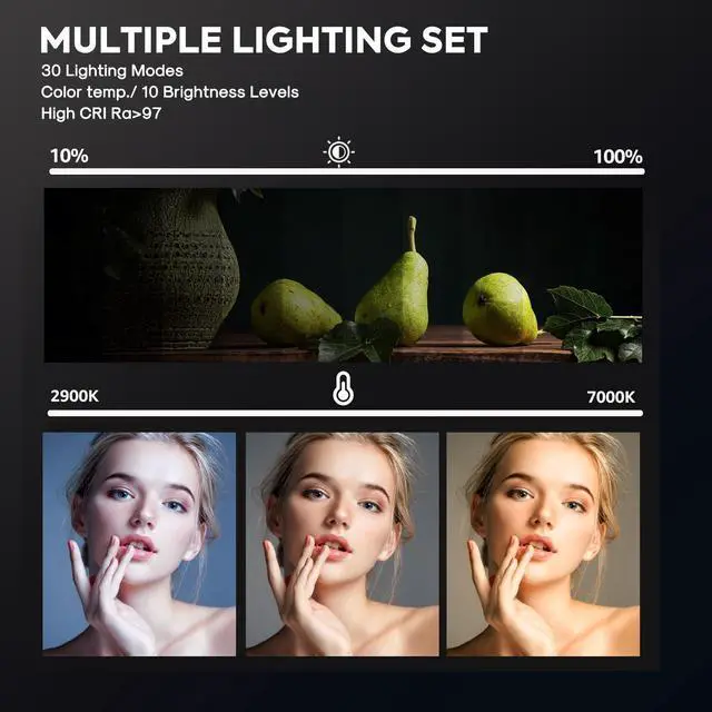 Alt view image 3 of 5 - 2-Pack Photography Lighting Kit,  25W LED Video Light Kit, 2900-7000K Dimmable Studio Light with Tripod Stand, 73" Stream Light for Video Recording