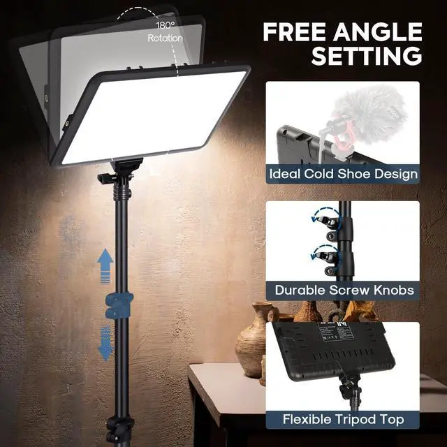 Alt view image 4 of 5 - 2-Pack Photography Lighting Kit,  25W LED Video Light Kit, 2900-7000K Dimmable Studio Light with Tripod Stand, 73" Stream Light for Video Recording