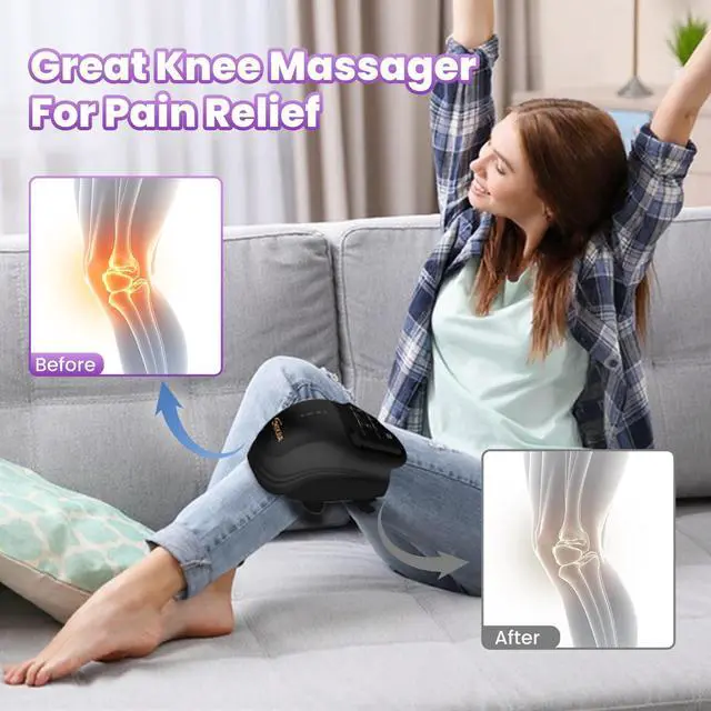 Alt view image 4 of 5 - Knee Massager with Heat, 3-in-1 Smart Portable, 3 Vibration Modes and 3 Heating Levels LED Vitality Joints Knee Massager, Gift for Men and Women, Black