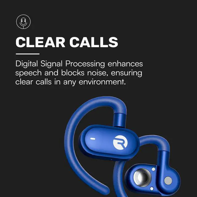 Alt view image 6 of 7 - Fitness Open Earbuds True Wireless Open Ear Bluetooth Headphones, Hook Design, IPX5 Water Resistant, 40 Hours of Battery Life (Black)