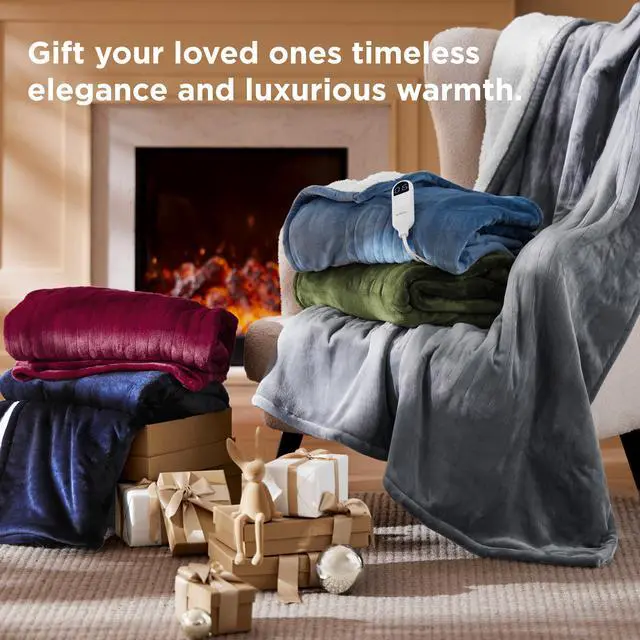 Alt view image 5 of 6 - Heated Blanket Throw Blanket - Fast Heating Electric Blanket, Soft Flannel Heated Throw with 4 Time Settings, 6 Heating Settings, Warm Gifts for Grandma (50x60 inches, Olive Green)