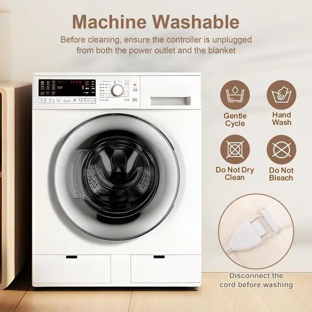 Alt view image 7 of 7 - Electric Blanket Queen Size Dual Control - Washable Heated Blanket Queen with 5 Heat Settings, 10 Hrs Auto Off, ETL Certified, Flannel Sherpa Heating Blankets 84" x 90" White