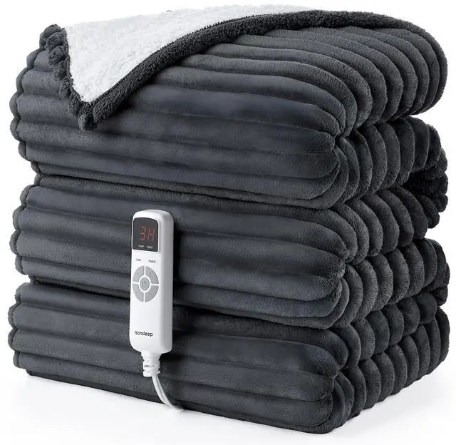 Main image of Heated Blanket Electric Throw Full Size, Heating Blanket with 9 Heating Levels and 10-Hour Timer Auto Shut Off, Washable Soft Warm Winter Blanket, 72 x 84 Inches, Dark Grey