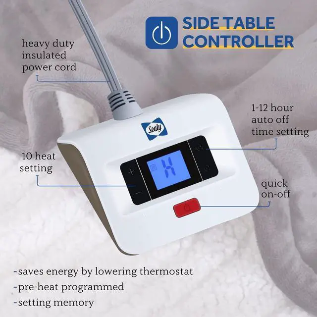 Alt view image 2 of 7 - Electric Blanket Twin Size, Flannel & Sherpa Heated Blanket with 10 Heating Levels & 1-12 Hours Auto Off, Machine Washable, Grey, 62x 84 Inch