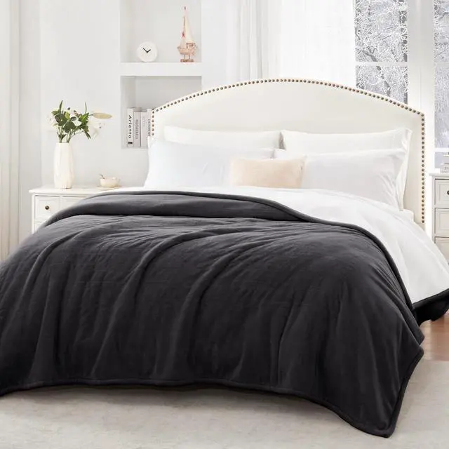 Alt view image 7 of 7 - Electric Blanket Twin Size, Flannel & Sherpa Heated Blanket with 10 Heating Levels & 1-12 Hours Auto Off, Machine Washable, Grey, 62x 84 Inch