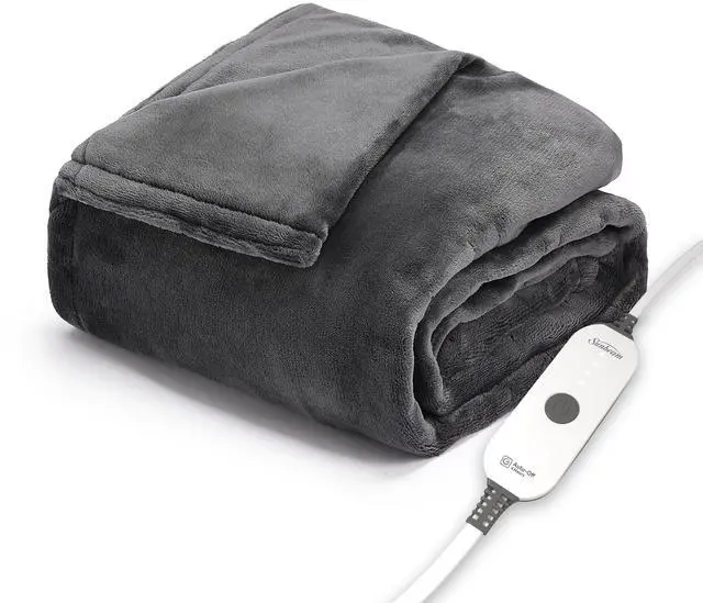 Main image of Ultimate Cozy Royal Posh Velvet Hand & Foot Pocket Heated Throw Electric Blanket, 50" x 72", 4 Heat Settings, 4-Hour Auto Shut-Off, Warming Throw for Couch or Bed, Machine Washable, Night Fog