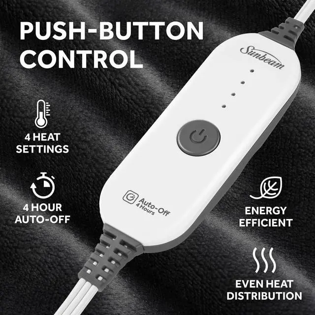 Alt view image 2 of 7 - Ultimate Cozy Royal Posh Velvet Hand & Foot Pocket Heated Throw Electric Blanket, 50" x 72", 4 Heat Settings, 4-Hour Auto Shut-Off, Warming Throw for Couch or Bed, Machine Washable, Night Fog