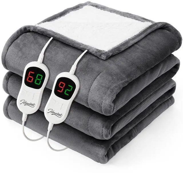 Main image of Heated Electric Blanket King Size - 100"x90" Heating BedBlanket Throw with 10 Heating Levels&8 Hours Auto Off, Fast Heating Over-Heated Protection Ultra Soft Flannel ETL Certified, Grey