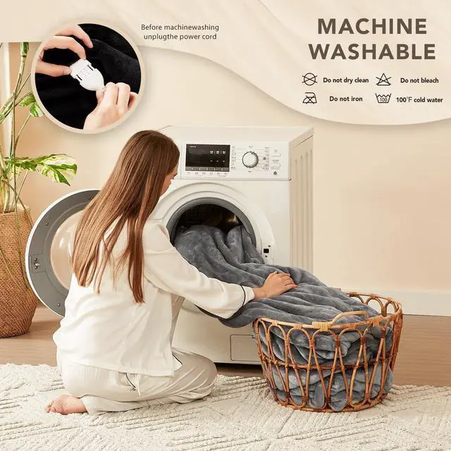 Alt view image 5 of 6 - Heated Electric Blanket King Size - 100"x90" Heating BedBlanket Throw with 10 Heating Levels&8 Hours Auto Off, Fast Heating Over-Heated Protection Ultra Soft Flannel ETL Certified, Grey