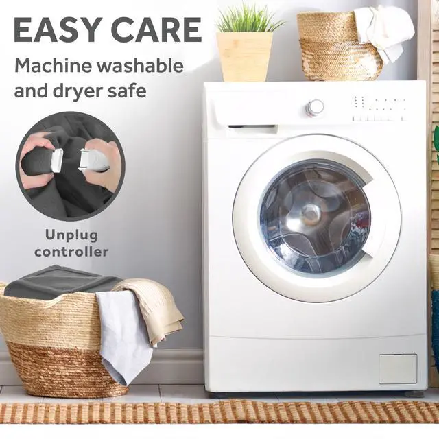 Alt view image 7 of 7 - Electric Royal Luxe Microplush Heated Blanket, 12 Heat Settings, 12-Hour Auto Shut-Off, Fast Heating, Warm & Cozy, Machine Washable, Dove Gray Color, Twin (84" x 62")