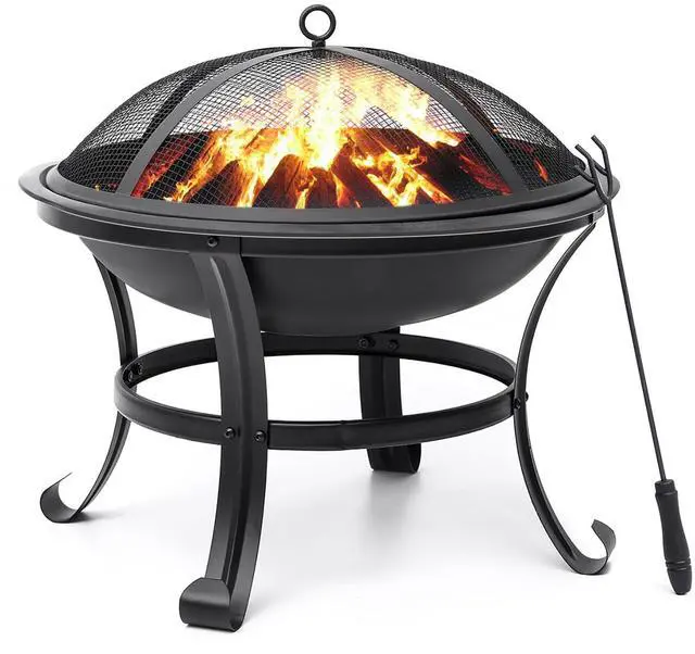Main image of 22 inch Fire Pit for Outside Outdoor Wood Burning Small Bonfire Pit Steel Firepit Bowl for Patio Camping Backyard Deck Picnic Porch,with Spark Screen,Log Grate,Poker