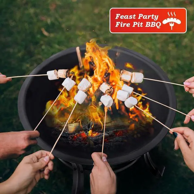 Alt view image 3 of 7 - 22 inch Fire Pit for Outside Outdoor Wood Burning Small Bonfire Pit Steel Firepit Bowl for Patio Camping Backyard Deck Picnic Porch,with Spark Screen,Log Grate,Poker