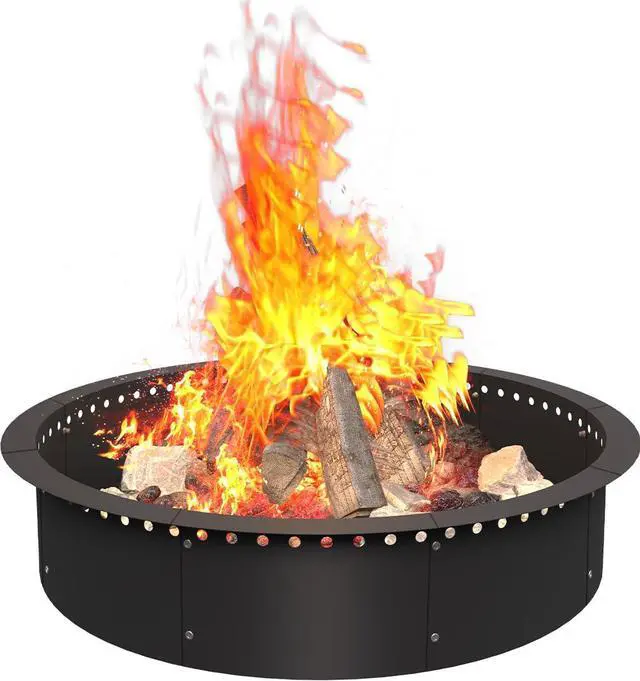 Main image of 39 Inch Smokeless Fire Pit Ring Insert Outdoor, Heavy Duty Metal Steel DIY Firepit Rim Liner Round Campfire Rings for Outside Wood Burning Above or In-Ground, Black