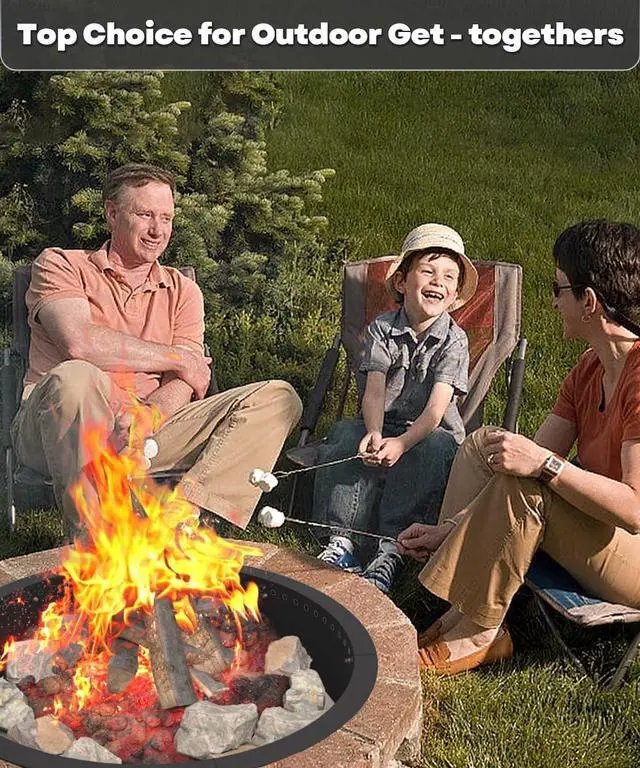 Alt view image 6 of 7 - 39 Inch Smokeless Fire Pit Ring Insert Outdoor, Heavy Duty Metal Steel DIY Firepit Rim Liner Round Campfire Rings for Outside Wood Burning Above or In-Ground, Black